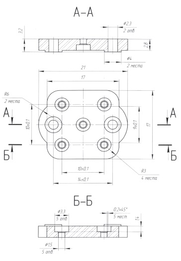 Керамическая колодка (керамический изолятор) (чертеж)